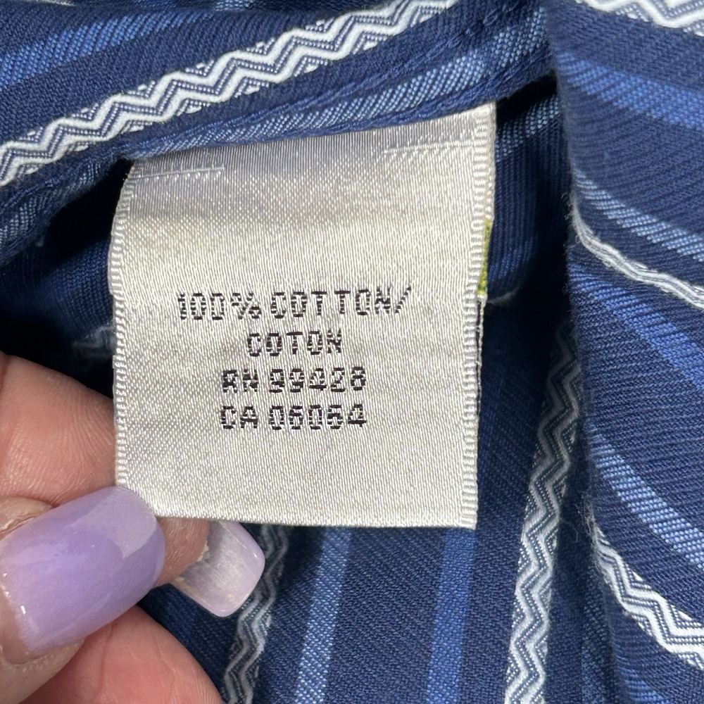 Bugatchi Size XL Blue Classic Fit Striped Print Cotton Button Up Shirt - Picture 4 of 8